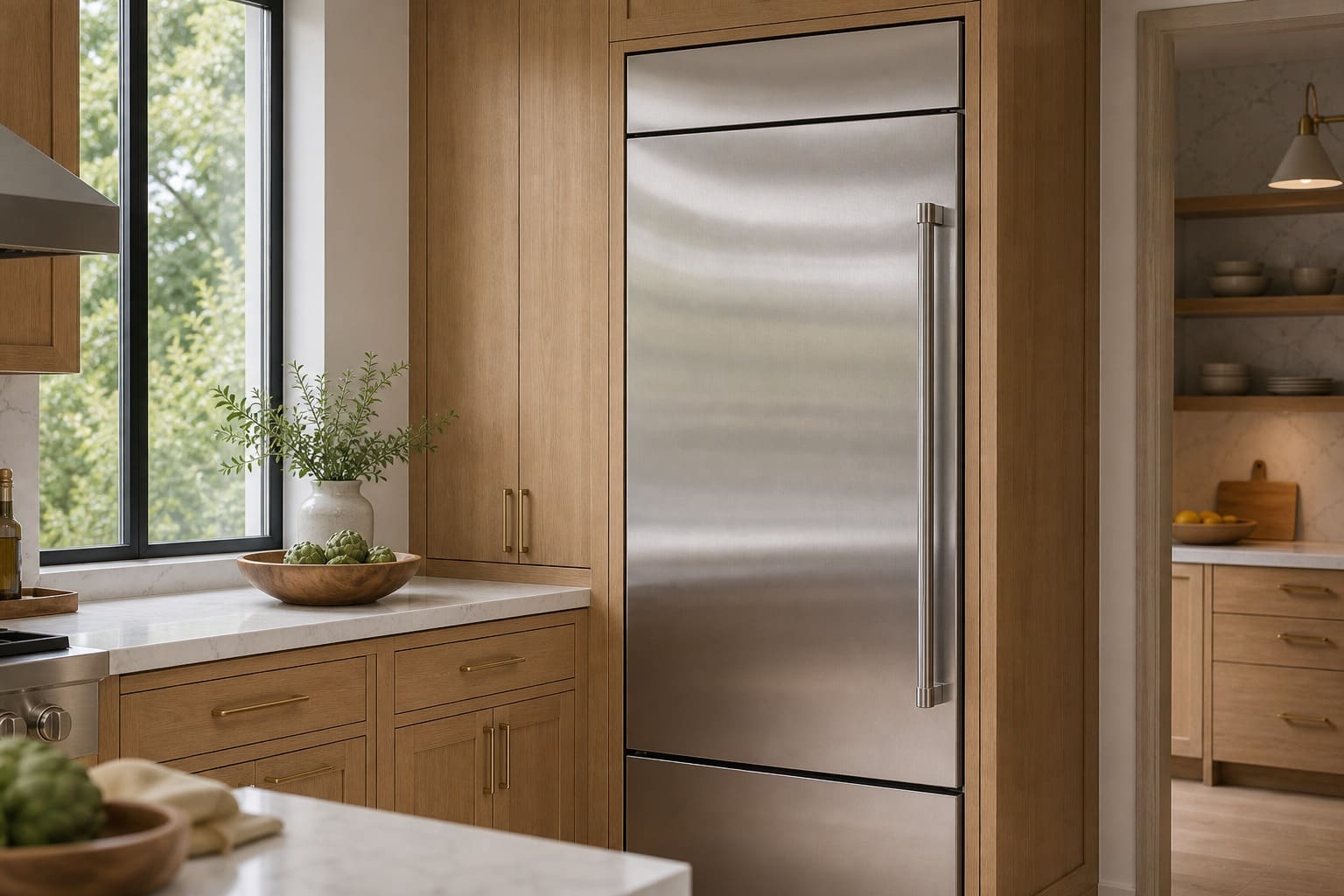 Viking built-in refrigerator column serviced in a Napa kitchen